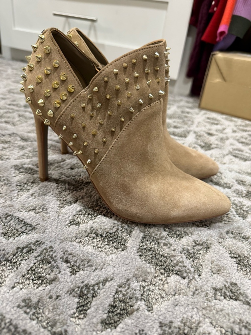 Sam Edelman Studded Suede High-Heel Booties